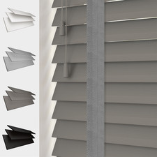 FAUX WOOD 50MM VENETIAN BLINDS SLATS TAPE GREY WHITE
