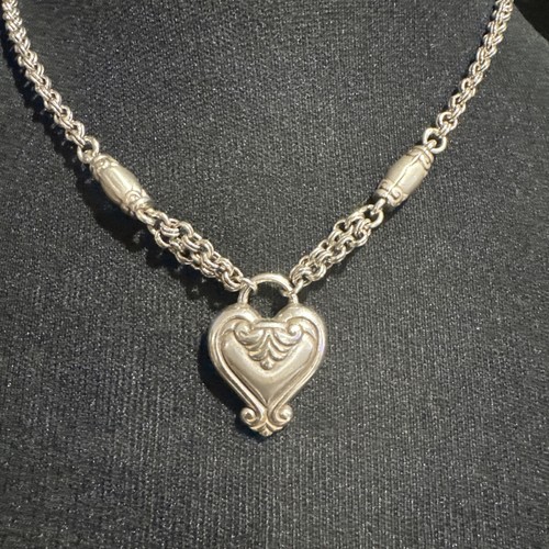 BRIGHTON Blaire Heart Chain Pendant NECKLACE Silver Tone - Picture 2 of 5