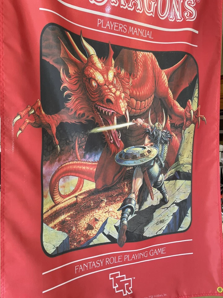 Manual de jugadores de mazmorras de D&D 5 pies bandera pancarta mazmorras y dragones TSR Foto 3 de 3