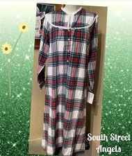 LANZ OF SALZBURG HOLIDAY PLAID Long FLANNEL Nightgown LARGE
