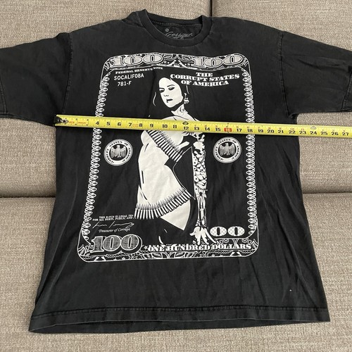 VTG Corrupt America Spanish Bandida Money & Bullets Black T-Shirt Men’s XL (B17) - Picture 5 of 6