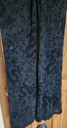 Pantalone donna shein taglia media nero velluto pizzo trasparente stampa drago nuovo in borsa - Foto 3 di 6