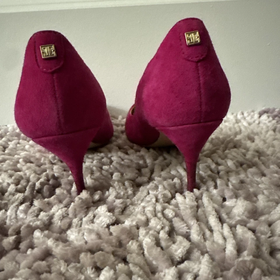 Ivanka Trump Heel Womens 7.5 M Classic Pumps Slip On Hot Pink Suede Pointed Toe - Image 3 of 4