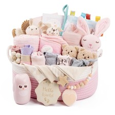 30 Piece Baby Gift Basket   Luxury Curated Baby Girl Gift Basket for Newborn,...