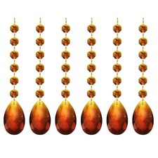 6PCS Teardrop Crystal Chandelier 160mm Length Prisms Part Dark Amber