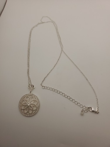 Beautiful Round Pendant Of A White Lotus Jewel Encrusted Avon Necklace