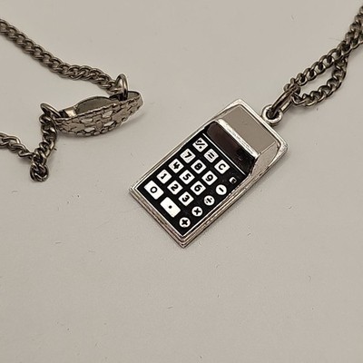Calculator Pendant Sterling 3/4'' Necklace 18'' Length Teacher Accounting Math