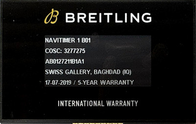 Breitling Navitimer 1 B01 AB0127211B1A1 Authentic Watch Guarantee Warranty Cert
