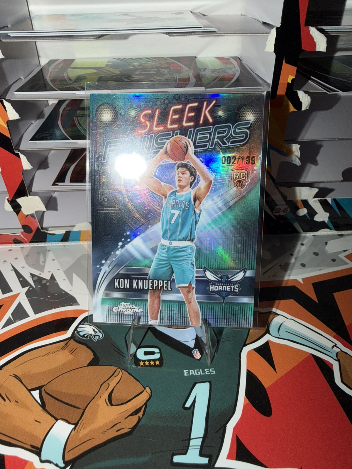 2025-26 Topps Chrome Kon Knueppel Sleek Finishers /199 Aqua Refractor 🔥
