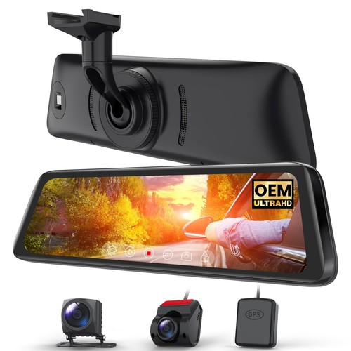 T9PRO OEM Rear View Mirror Camera with Detached Front Lens, 9.35" Full Lamina...