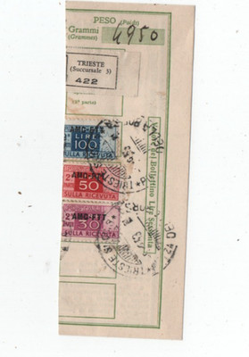 AMG FTT TRIESTE 5/9/1953 POSTAL PARCEL RECEIPT