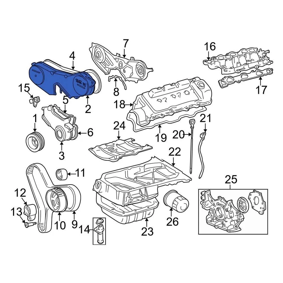 For Toyota Camry 1999-2001 Toyota 113020A020 Lower Engine Timing Cover Foto 3 de 4