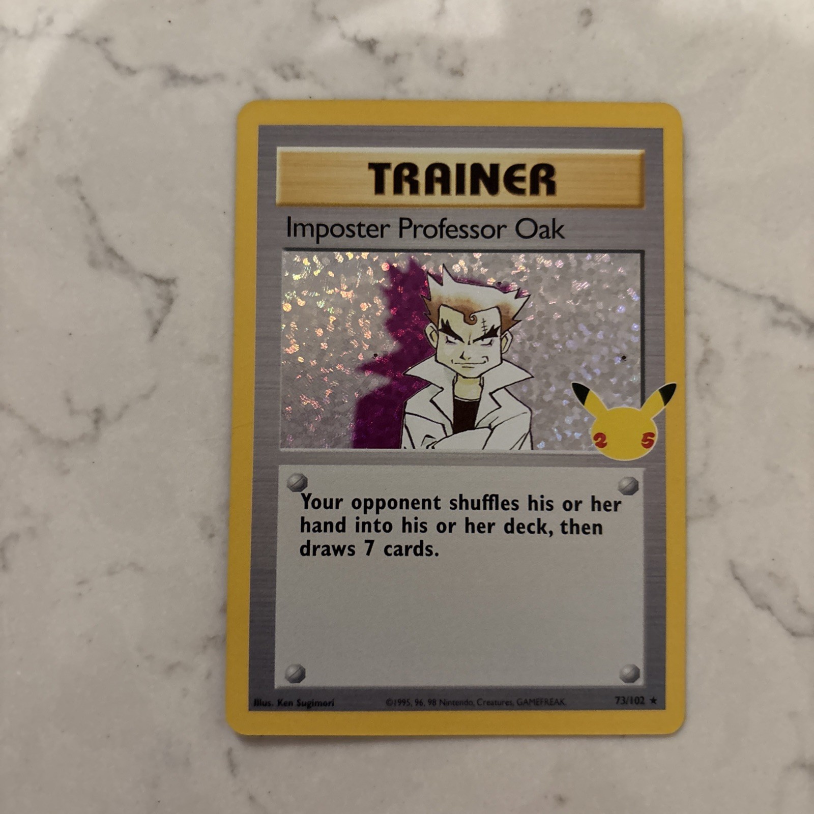 Pokemon Imposter Professor Oak Trainer Celebrations Card #73/102 NM Condition