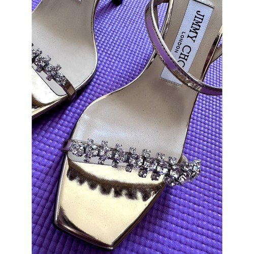 Jimmy Choo Meira Leather Crystal-Embellished Sandals Gold Bridal NEW Size 36.5 - Picture 5 of 6
