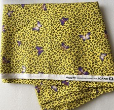 Yellow Leopard Print Fabric Purple Butterflies 3 Yards 44  Crafting Sewing