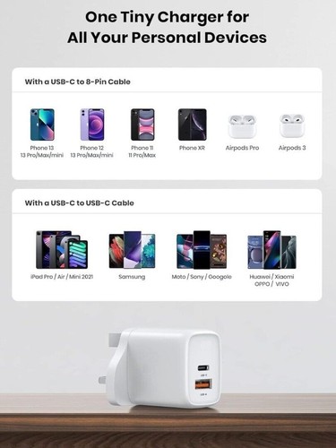 Mural Chargeur Adaptateur 20W Rapide de Prise & Câble Pour Motorola E14 G35 G55 - Photo 6 sur 21