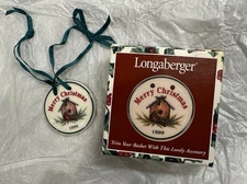 Longaberger 1999 Merry Christmas Basket Tie On W/ Box