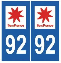 Autocollant plaque immatriculation auto Hauts de Seine 92
