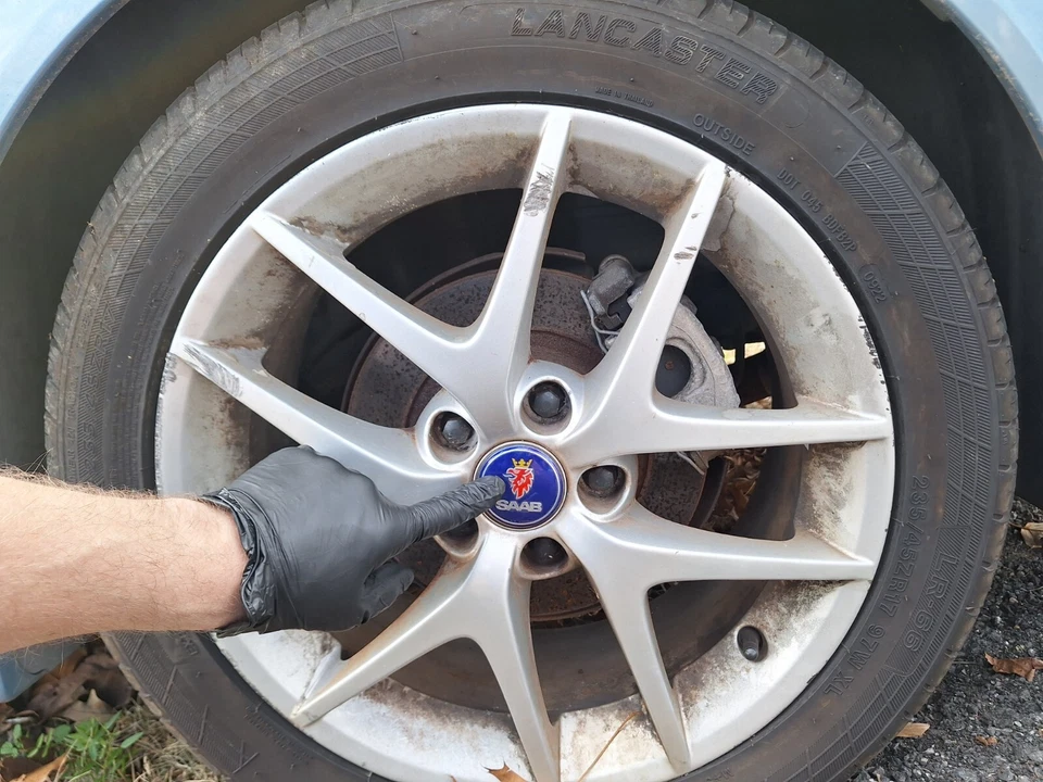 4x Cubierta de placa de rueda de tapa central de aluminio Saab 56 mm con logotipo 9-3 9-5 900 9000 Foto 3 de 4