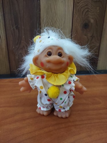 5" Vintage 1986 Dam Troll Clown White Hair
