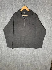 Tallia Uomo Wool Pullover Sweater Gray Men's Size Large Long Sleeve 1/4 Zip