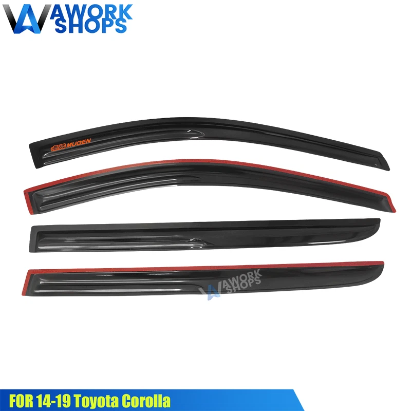 Fits 05-10 Honda Odyssey Window Visors Shade Rain Guard Vent w/ Orange Mugen - Imagem 3 de 4