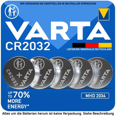 1x 10x 20x VARTA Knopfzellen CR2032 ER2032 DL2032 CR-2032 2032 6032 MHD bis 2034