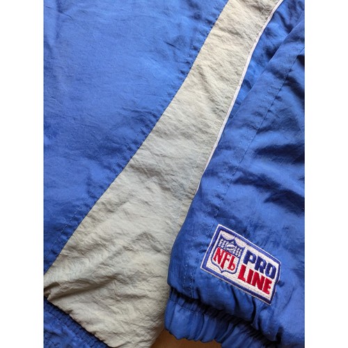 Detroit Lions 90s STARTER puffer 1/2 jacket M blue silver NFL Pro Line vtg - Picture 6 of 8