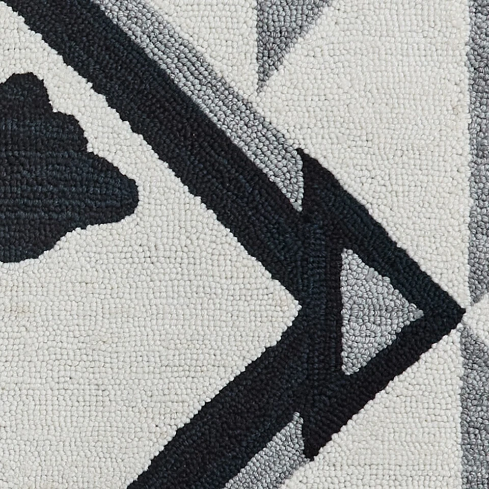 Alfombra tribal enganchada oso negro gris blanco suroeste 4'x6' parque Foto 4 de 4