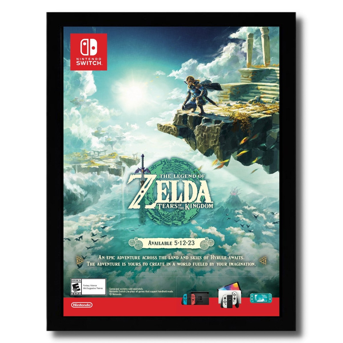 2023 Zelda Tears of the Kingdom Framed Print Ad/Poster Nintendo