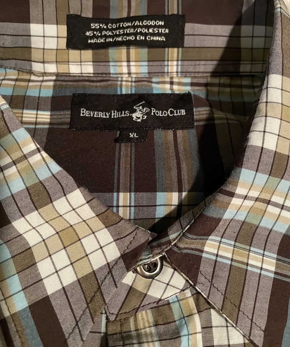 brown plaid polo shirt