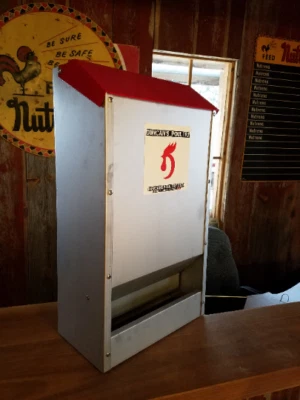 DUNCANS POULTRY Duncan's Poultry 50 LB High Capacity Chicken Wall Feeder Hinged Lid Made in USA