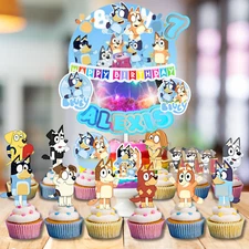 BLUEY CUPCAKE CAKE TOPPER BIRTHDAY SUPPLIES DECORATION THEME IDEA FAVOR LIGHT
