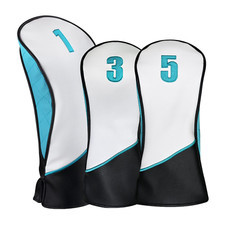 Majek Golf Teal White and Black Driver 3/5 Fairway Metal Wood Head Cover