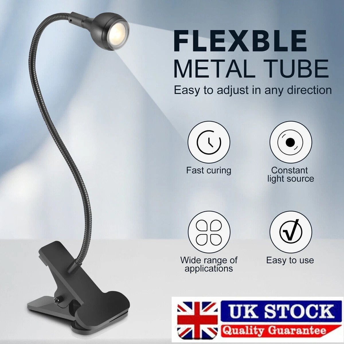USB Clip On Desk Lamp Flexible Clamp Reading Light LED Bed Table Coolwhite Night