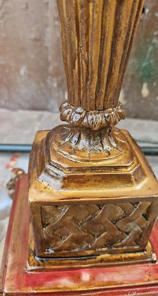 Tiffany Style Art Studio Heavy 28" Desk Table Lamp Shade Glass Hand Painted Vtg - Image 3 of 4