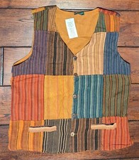 Kathmandu Imports Womens Sedona Striped Bohemian Patchwork Vest - Size S/m - Nwt