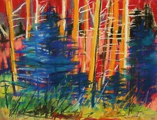 ORIGINAL Pines Landscape Pastel Painting JMW art John Williams Impressionism