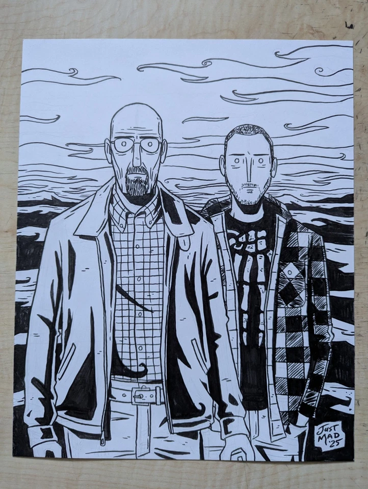 Breaking Bad - Dibujo a tinta original de Justin Madson - Arte de pared 8 x 10 único en su clase Foto 2 de 3