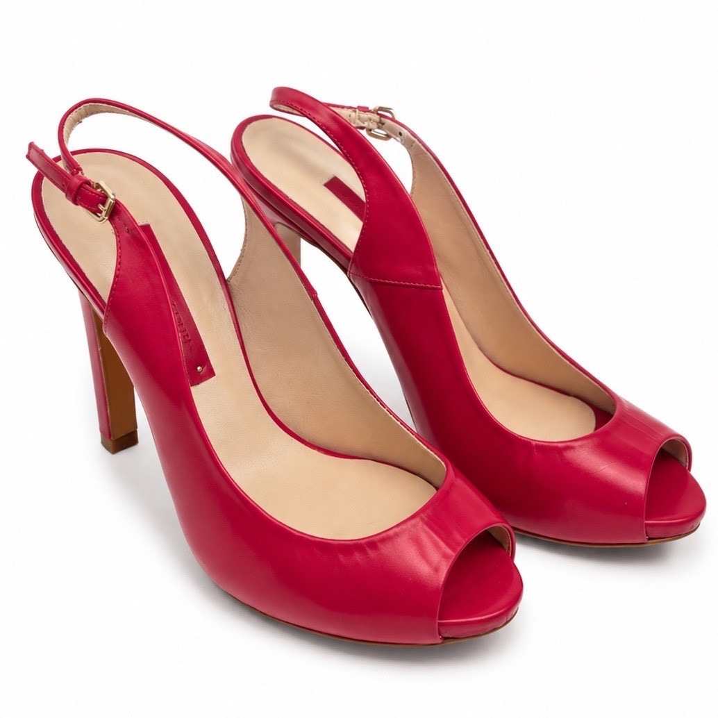 Zara Vintage Pink Peep Toe Slingback Pumps Heels Women's Size 40 US 9M