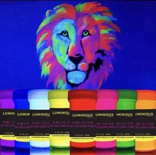 Luminous 2-in-1 Glow in The Dark & UV Black Light Paint - Set of 8 Self-Lumin...