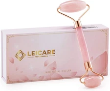 Rose Quartz Jade Roller Face Massager for Wrinkles and Puffiness