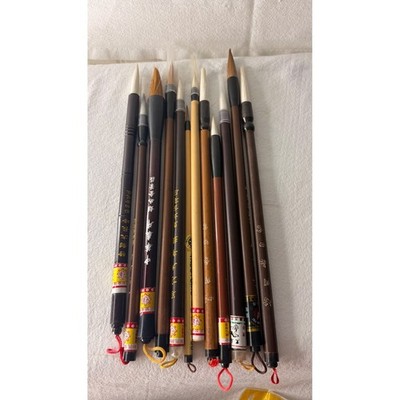 13pc Vintage Chinese Calligraphy Sumi-e Painting Brushes Bamboo Wood Set