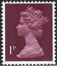 1971 Sg X844 U57 1p crimson (2 bands) MNH