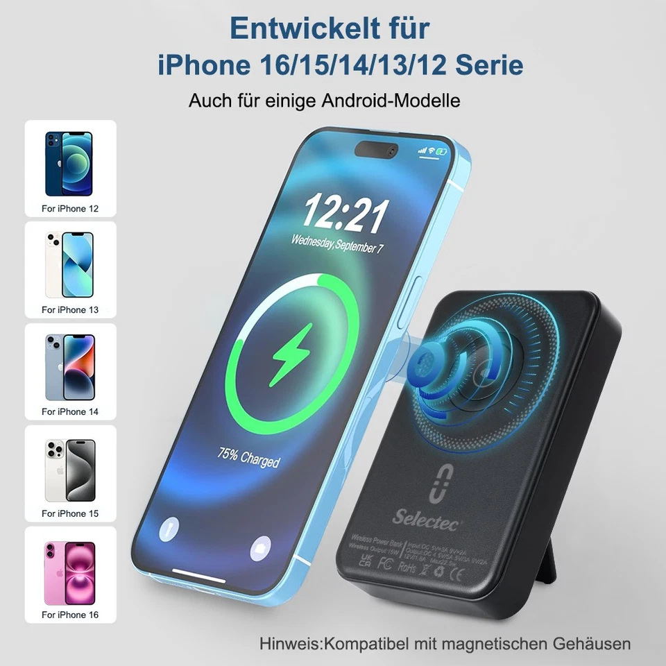 50000mAh Wireless Magnetische Powerbank 22,5W Schnell Ladegerät für iPhone Handy - Bild 2 von 4