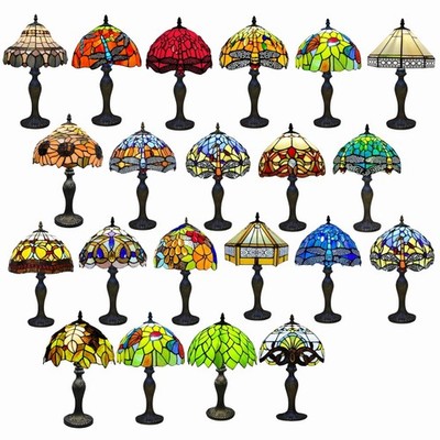 Tiffany Stil Tischlampe Handarbeit Kunst Buntglas Nachttischlampen Schreibtischleuchte