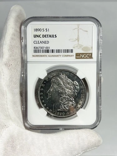 1890-S Morgan Dollar NGC UNC Details (cleaned) $1 Coin