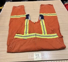 Men's Hi-Vis Bib Overalls Coverall Orange Reflective Workwear Sz Large 42x31