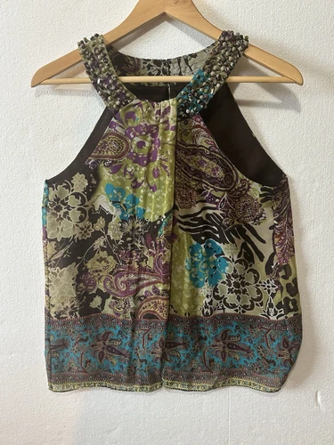ECI New York Embellished Halter Summer Top SZ 10 Medium