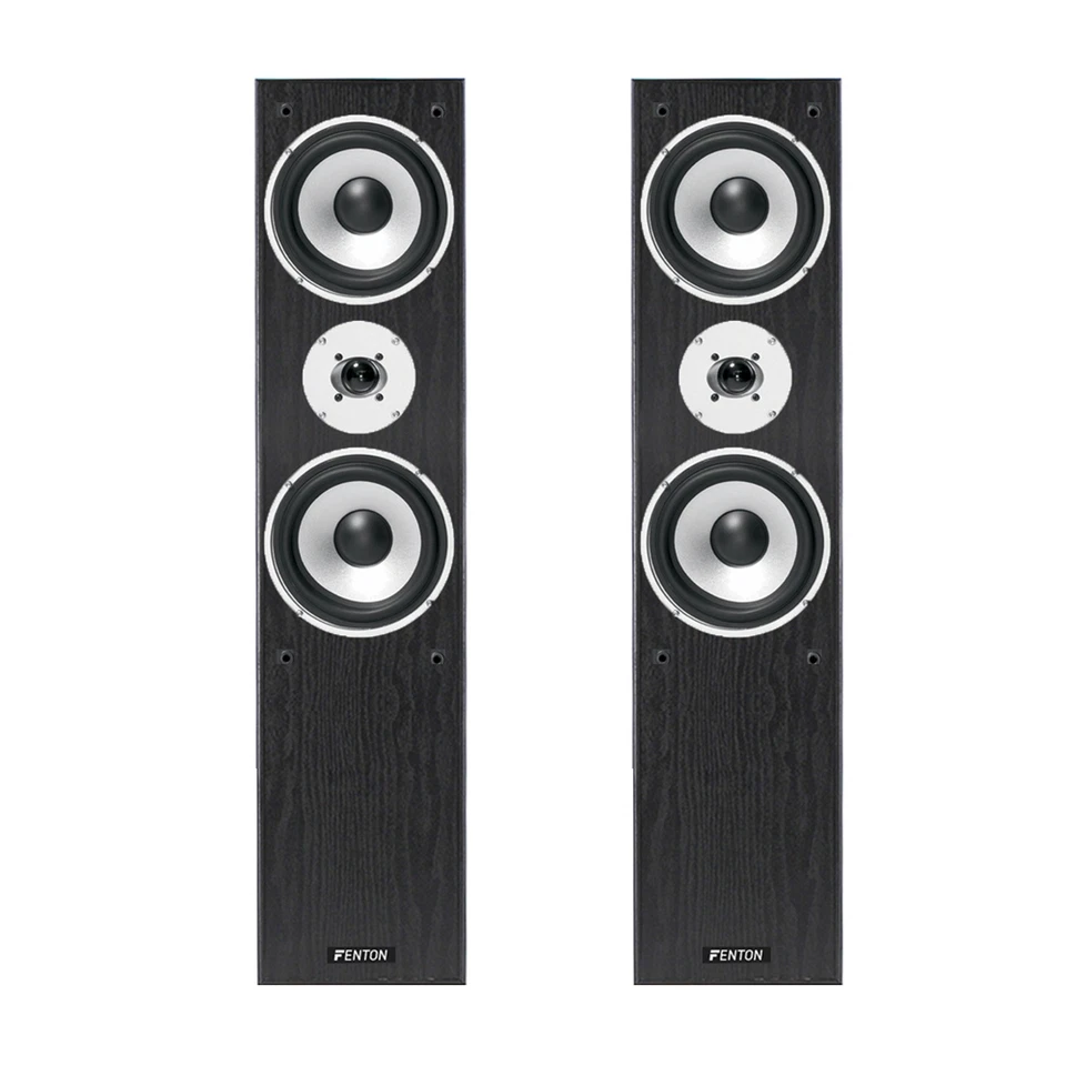 Fenton SHFT60B Black HiFi Tower Speakers 350W - Powerful Floor Standing Speakers